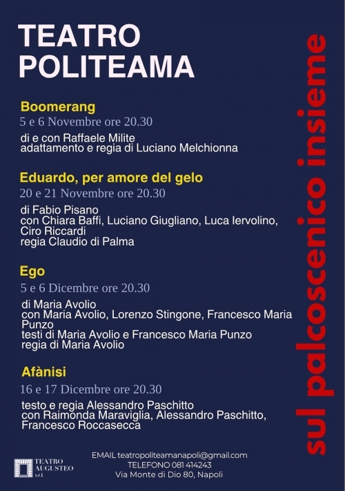 dal 5 novembre al 17 dicembre - SUL PALCOSCENICO INSIEME - POLITEAMA Napoli
